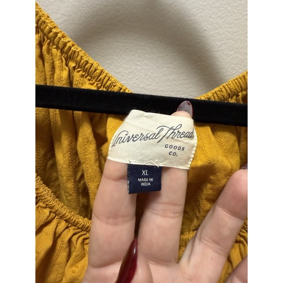 Universal Thread Eyelet Ruffle Midi Dress Mustard Yellow Size XL Cottagecore - Picture 9 of 12